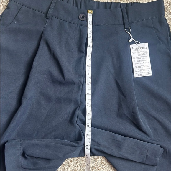 NWT Neecan Navy Blue Hight Waist Elastic Wide Leg Bermuda Shorts Casual XL - Picture 7 of 8